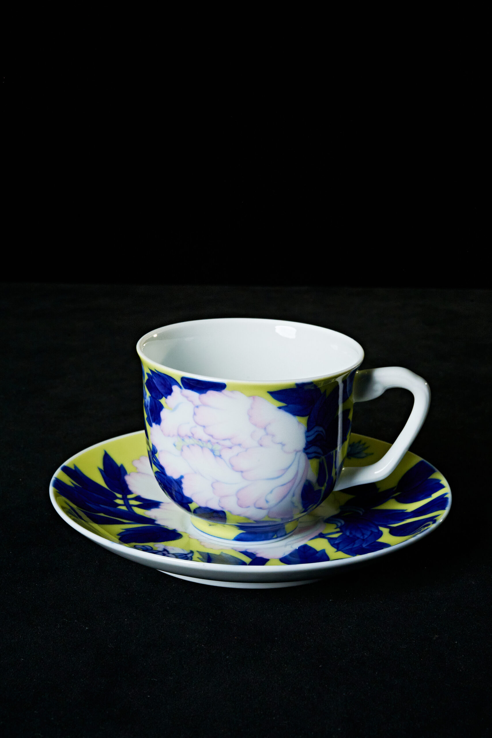 釉下黄彩牡丹文